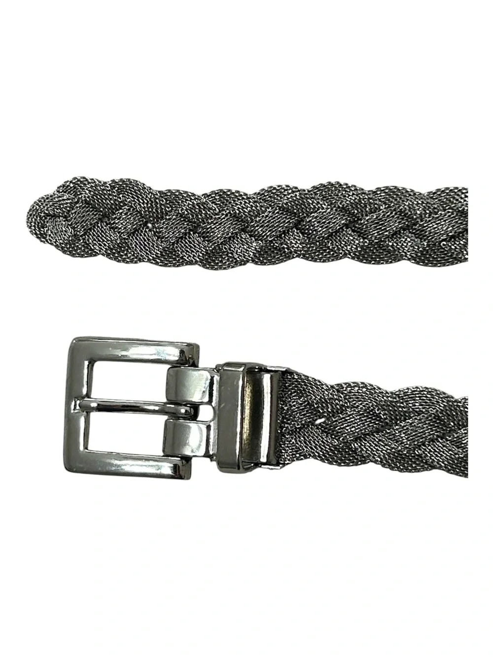 Women’s Metallic Braided‎ Belt - Silver Tone